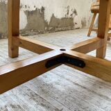 Set of round table and 4 rounded benches, 1950