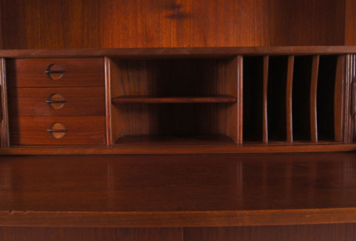 Vintage Danish retro office desk in 60s teak