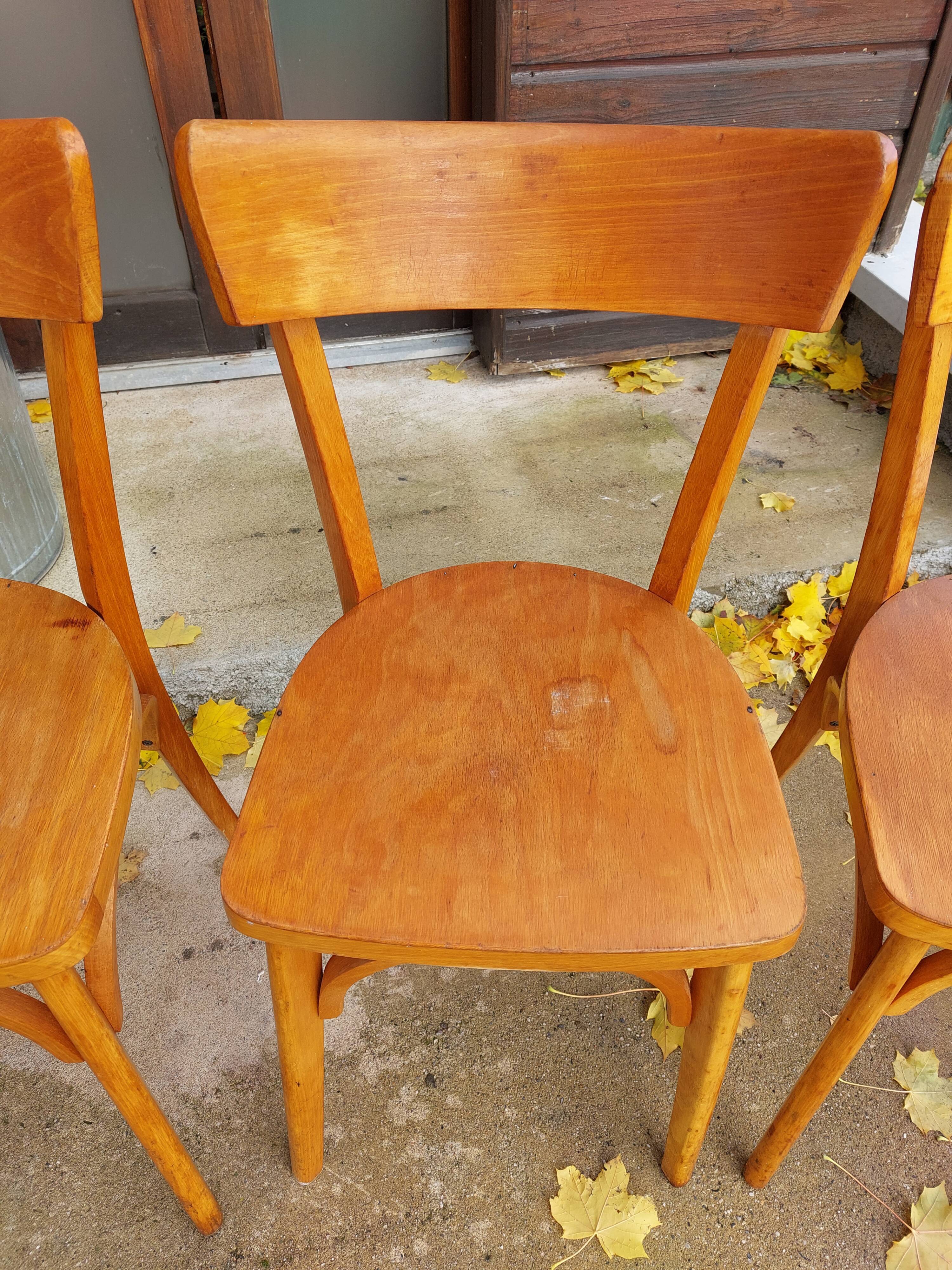Set of bistro chairs, golden oak color
