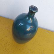Enamelled terracotta vase, blue
