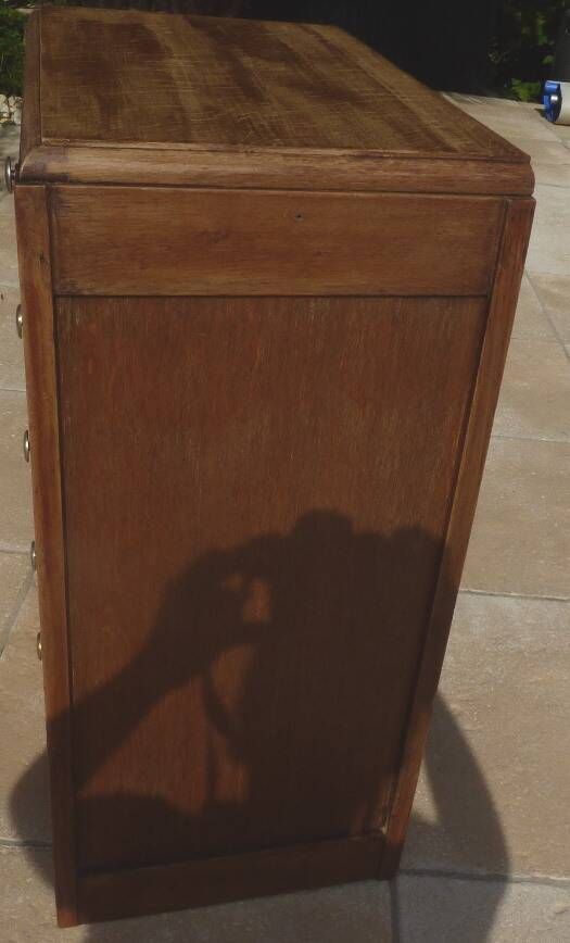 Antique upholsterer furniture with 3 drawers and a false drawer door – Completely restored