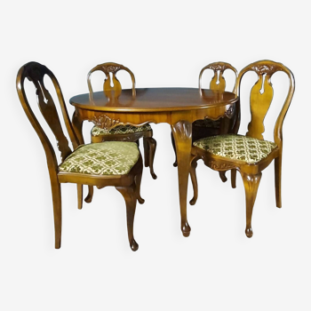 Extendable table 229 cm and 4 chairs 1930s 20th century