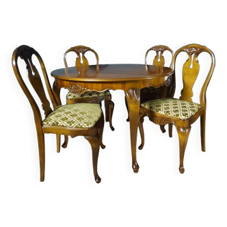 Extendable table 229 cm and 4 chairs 1930s 20th century