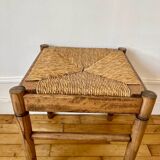 Straw and old wood stool
