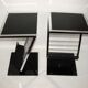 2 side tables, bedside tables in black glass and chrome metal, 1980