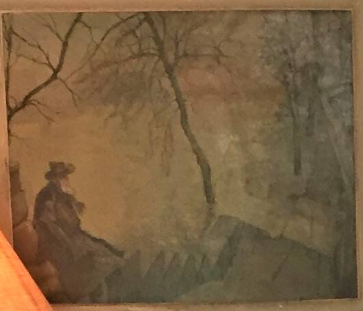 Painting representing the flood of Paris at the beginning of the 20th century