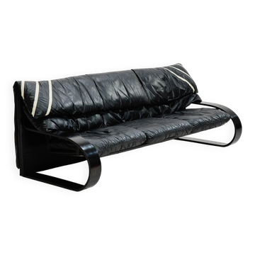 Italian leather three seater sofa by Coralba, 1980s