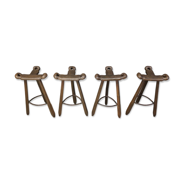 4 tabourets de bar brutalistes, années 60