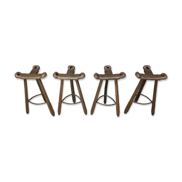 4 tabourets de bar brutalistes, années 60