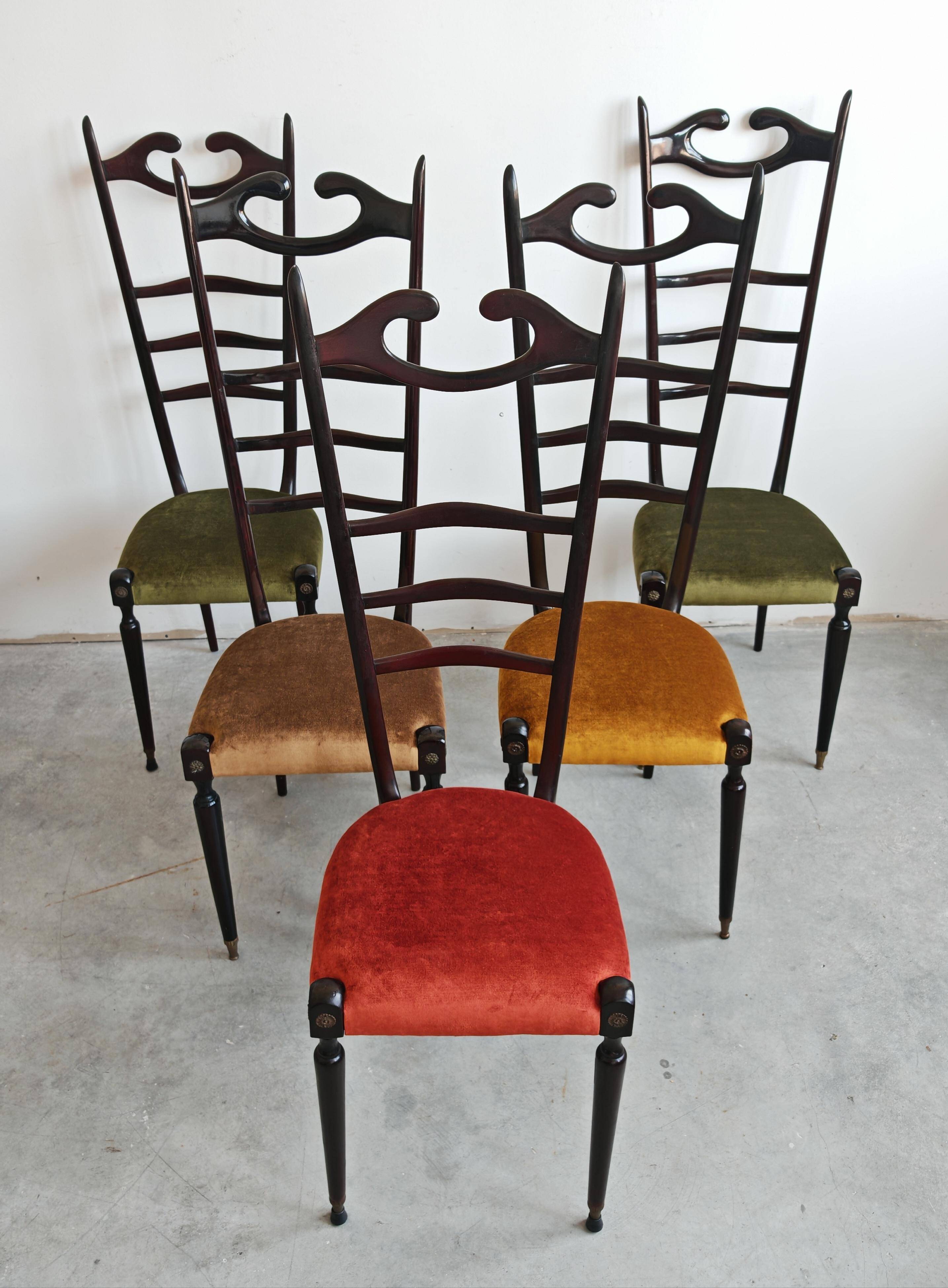 Chiavari chairs with high backs Mid Century Modern Paolo Buffa 1950s