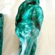xPair of Handcrafted Teal Enameled Door Handles by Gabbianelli, Albisola, I