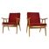 1960s pair of Ton/Thonet beech armchairs, Czechoslovakia