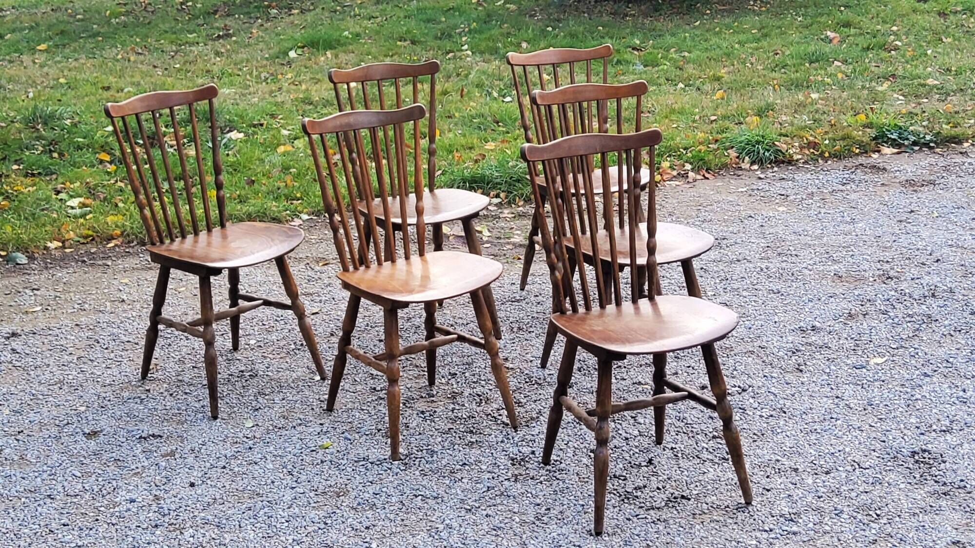Set de 6 chaises de bistrot Baumann vintage des années 60