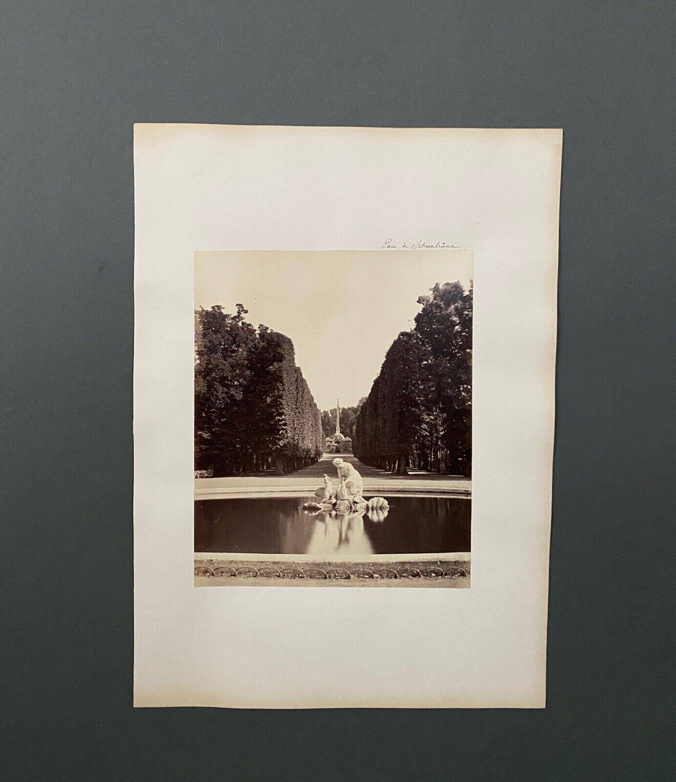 Photo Parc de Schoenbrunn 19th century albumen laminated cardboard