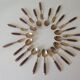 Vintage teak and brass housewife, dessert spoons and forks