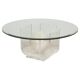 Vintage round coffee table in lucite and marbled glass.