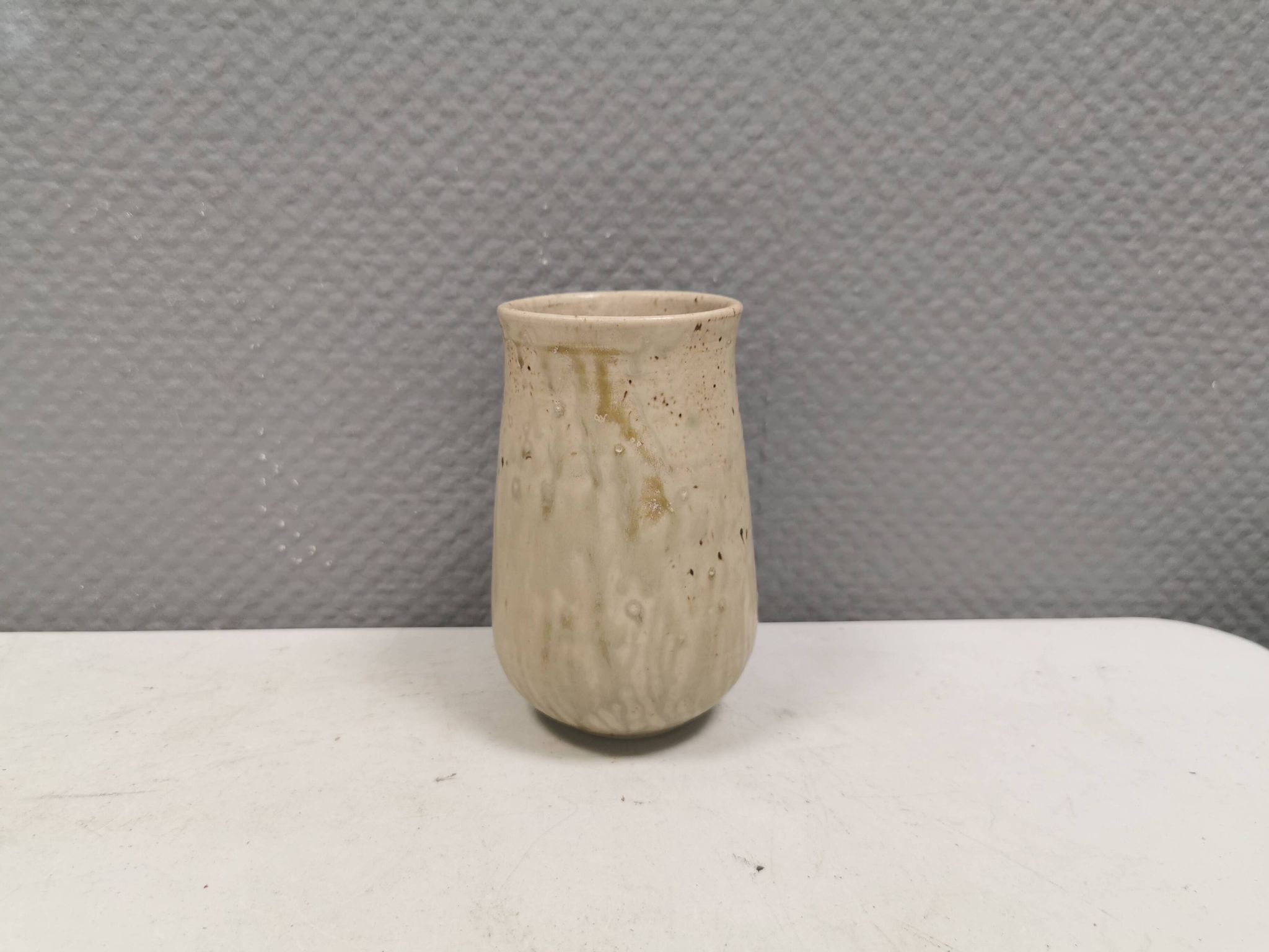 Small vase in beautiful beige glaze. Denmark 1970-80s