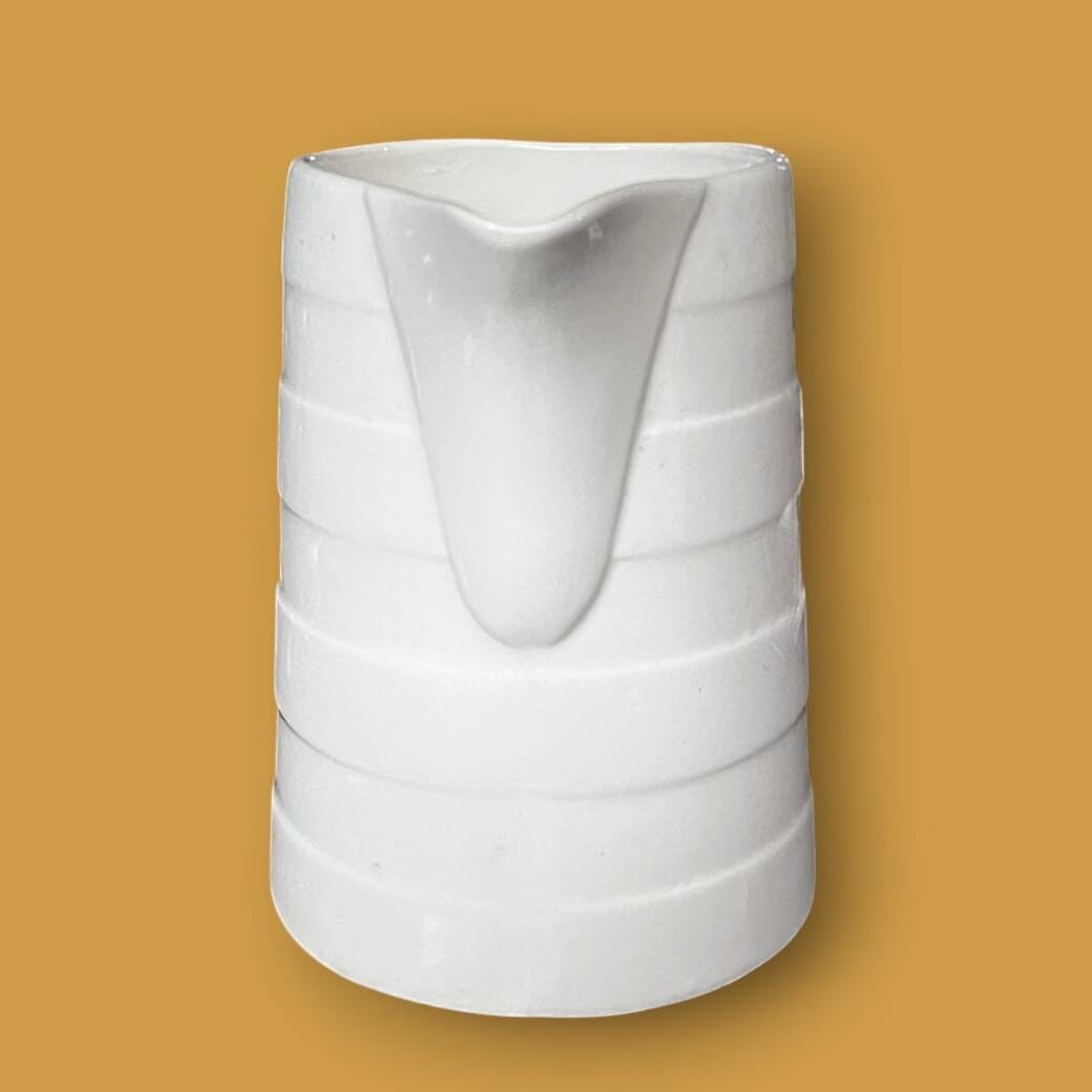 Vintage white ceramic jug with glaze – 2 L - BOCH La Louvière