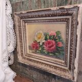 French vintage floral oil painting, signed Pelletier
