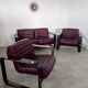 Sofa set and 2 vintage leather armchairs designed by Albert Stoll Giroflex 1970s