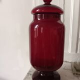 Vintage glass red candy jar