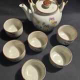 Service à thé vintage en grès six tasses et théière