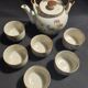 Service à thé vintage en grès six tasses et théière