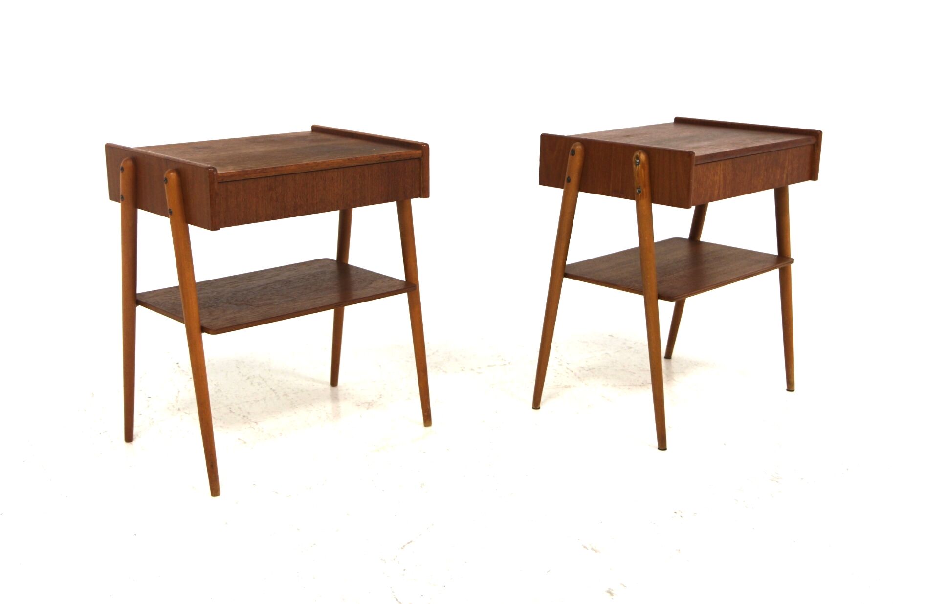 Set of 2 teak bedside tables, Carlström, Sweden, 1960.