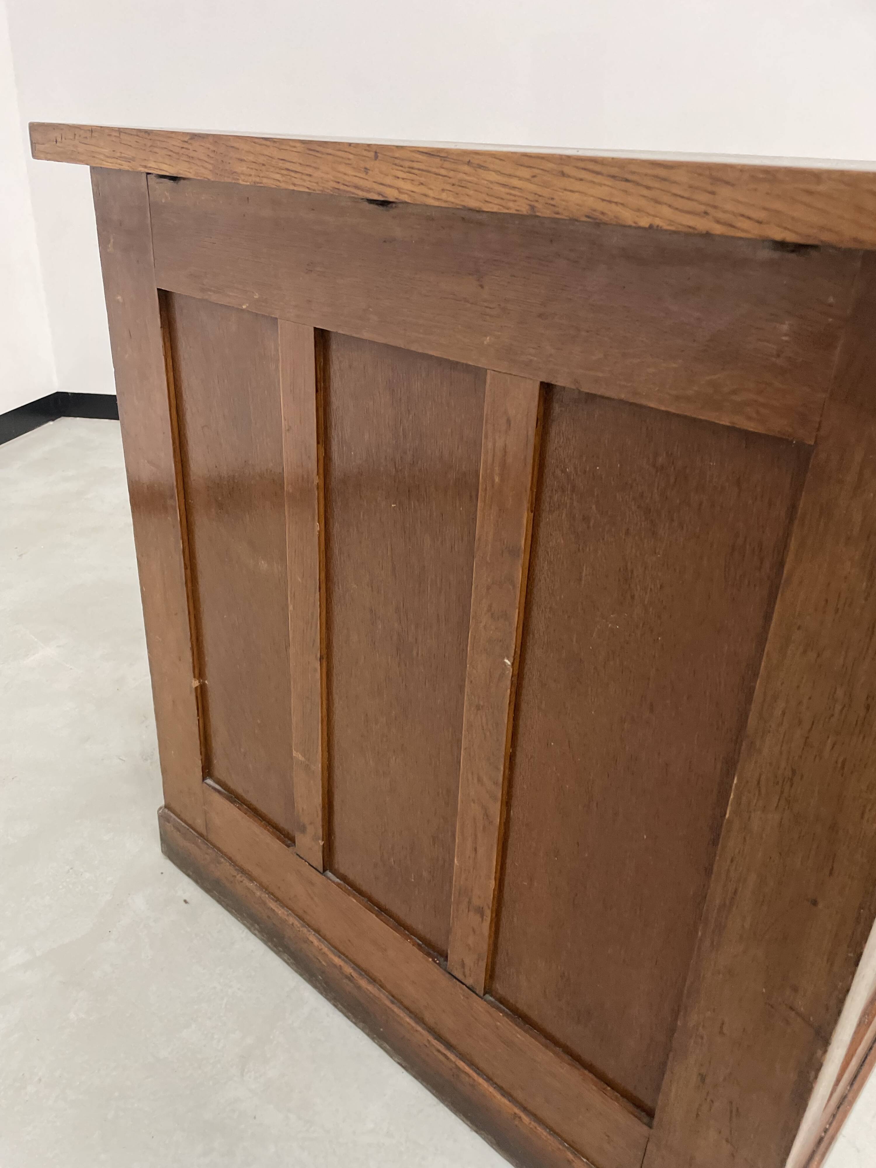 Oak and veneer counter or desk