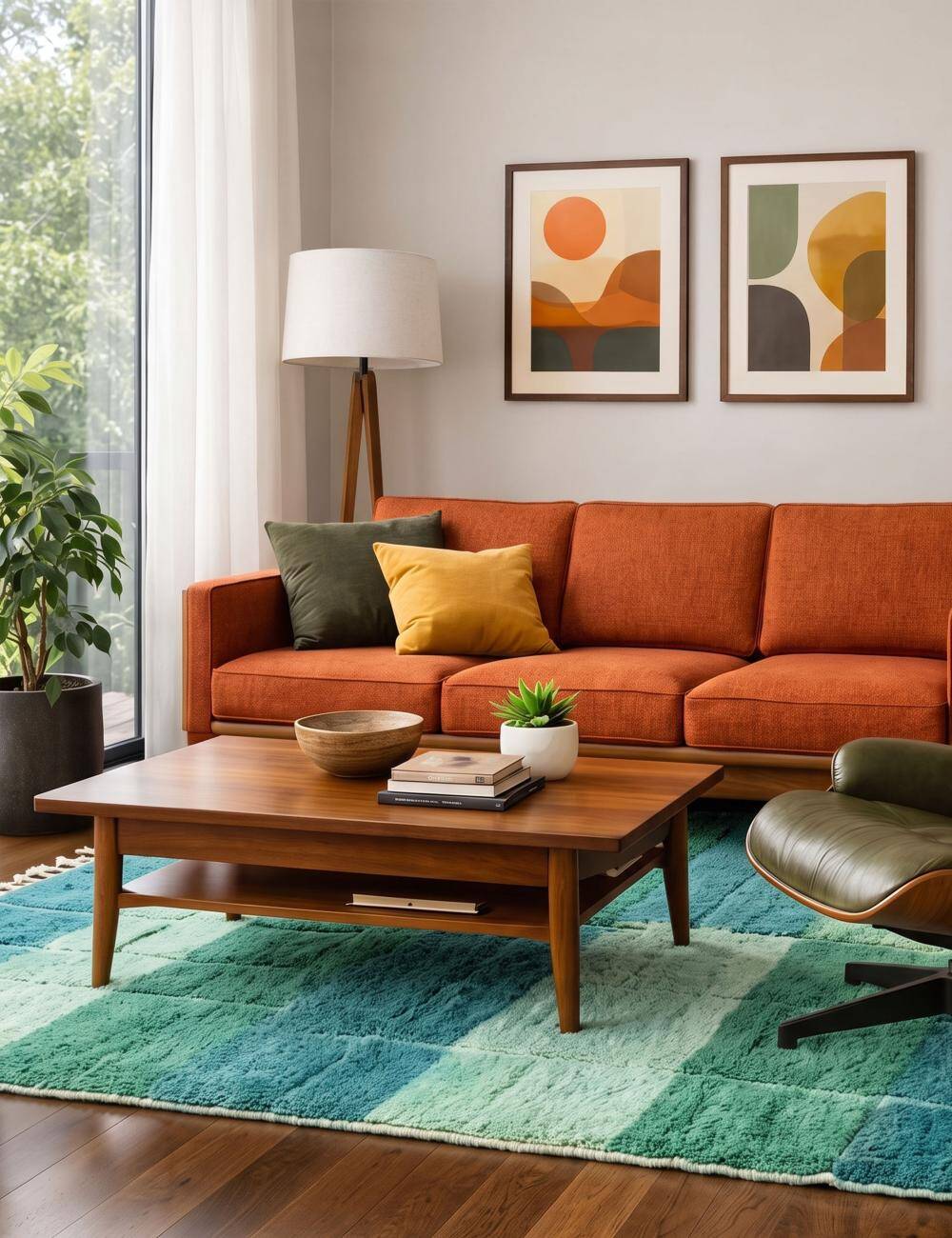Contemporary Green Carpet - 349 x 246 cm