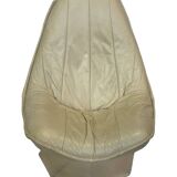 Fauteuil pivotant vintage en cuir crème avec pied octogonal Design 1970