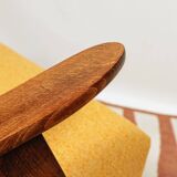 Mid - Century Armchair Yellow Color Boucle Scandinavian Design Wooden Lounge Chair
