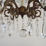Magnificent French Antique Bronze Glass & Crystal 6 Light Cage Chandelier 4662