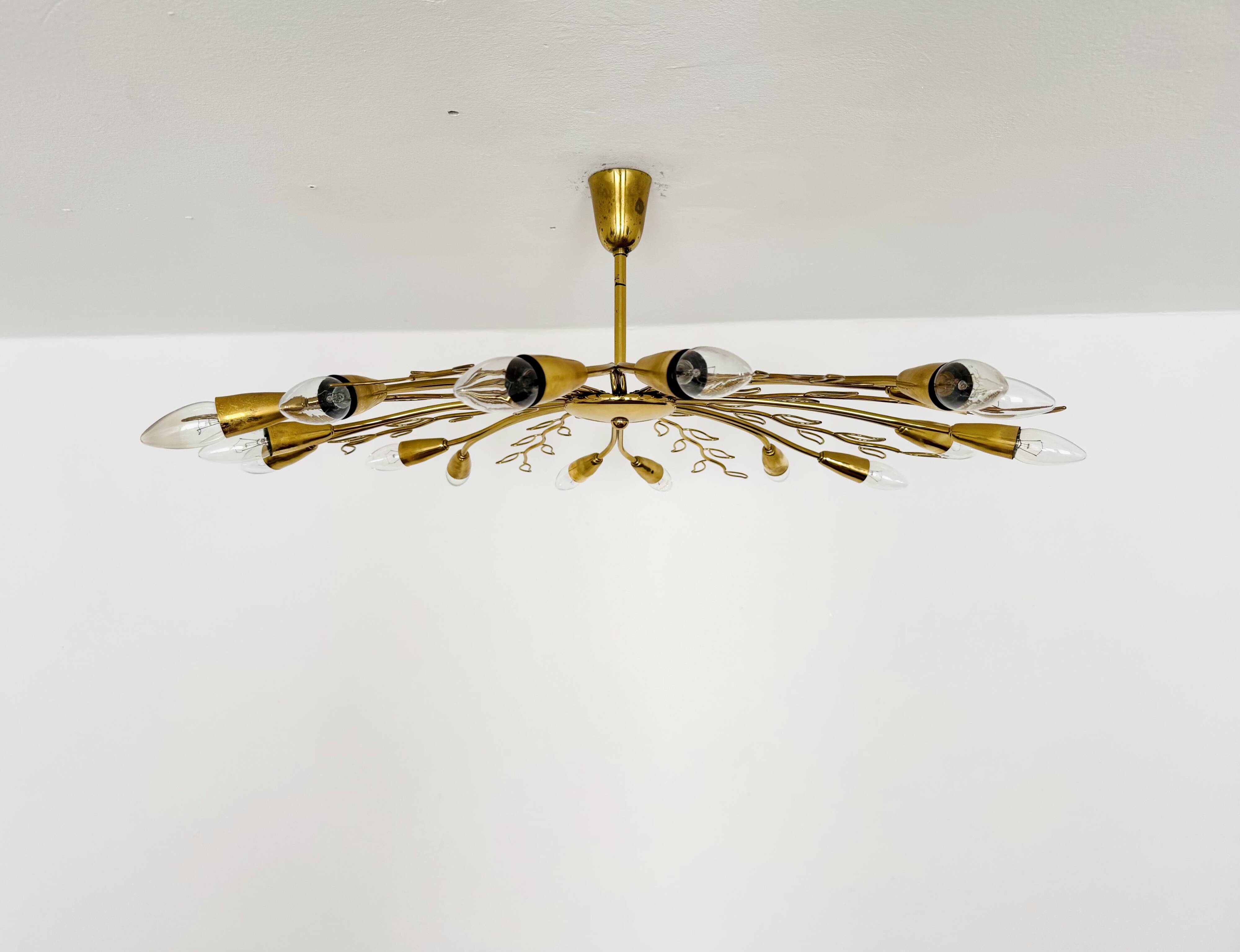 Large Austrian Brass Chandelier by Rupert Nikoll