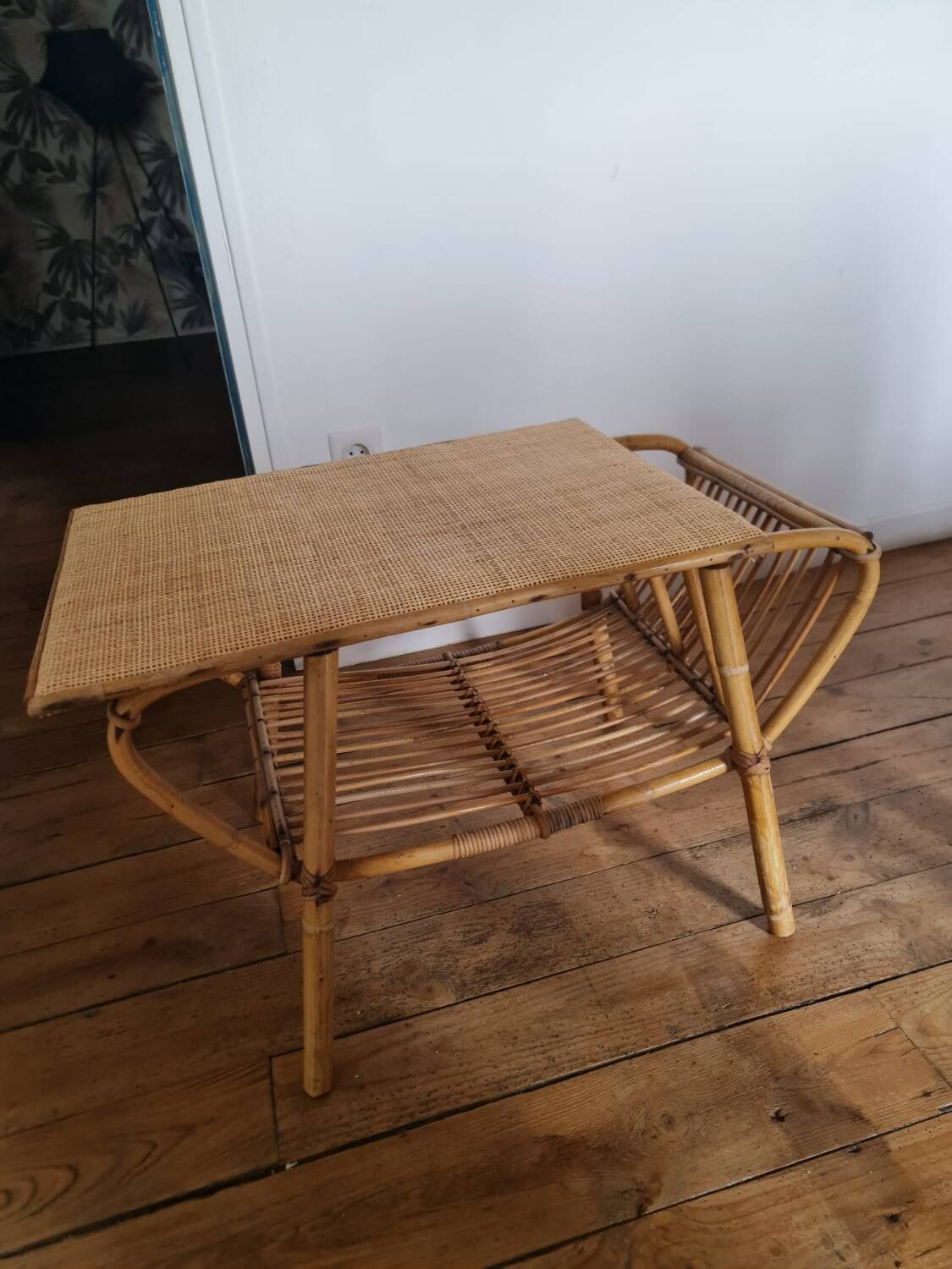 1950s 60s rattan coffee table