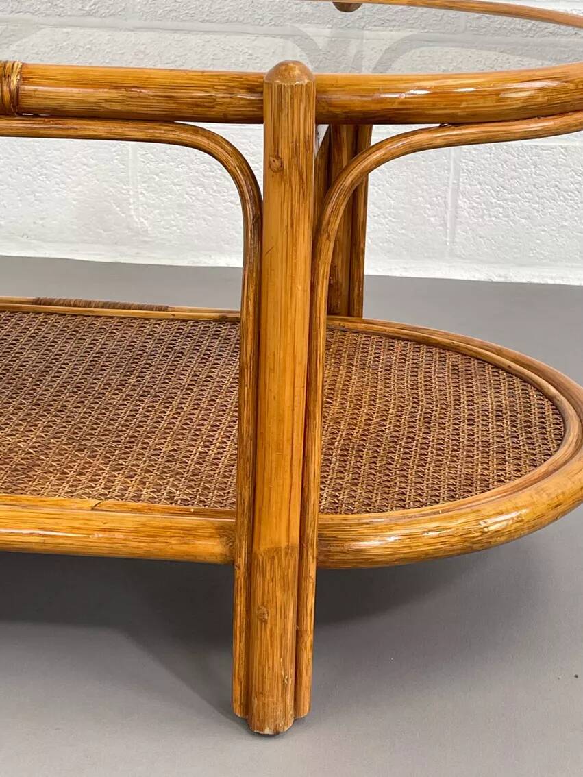 Vintage roasttan coffee table and glass top