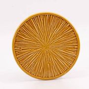 Round vintage Keralux Boch Frères plate - Relief Straw decoration