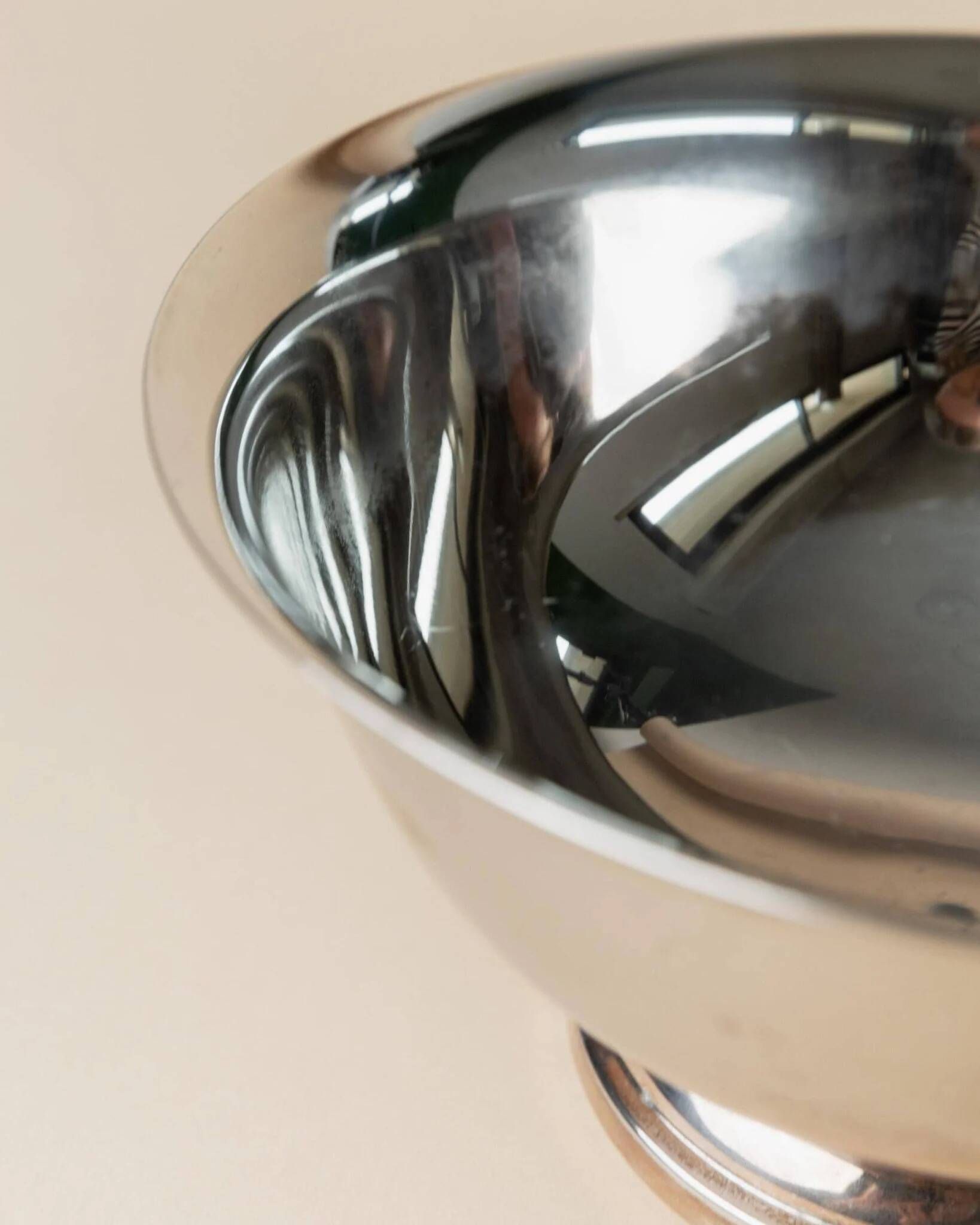 Large Vintage Silver-Plated Footed Salad Bowl, 1960s Italy, Argent Finish, Centerpiece Decor