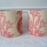 Pair of red toile de Jouy lampshades