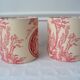 Pair of red toile de Jouy lampshades