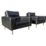 Lot de 2 fauteuils en cuir au design vintage