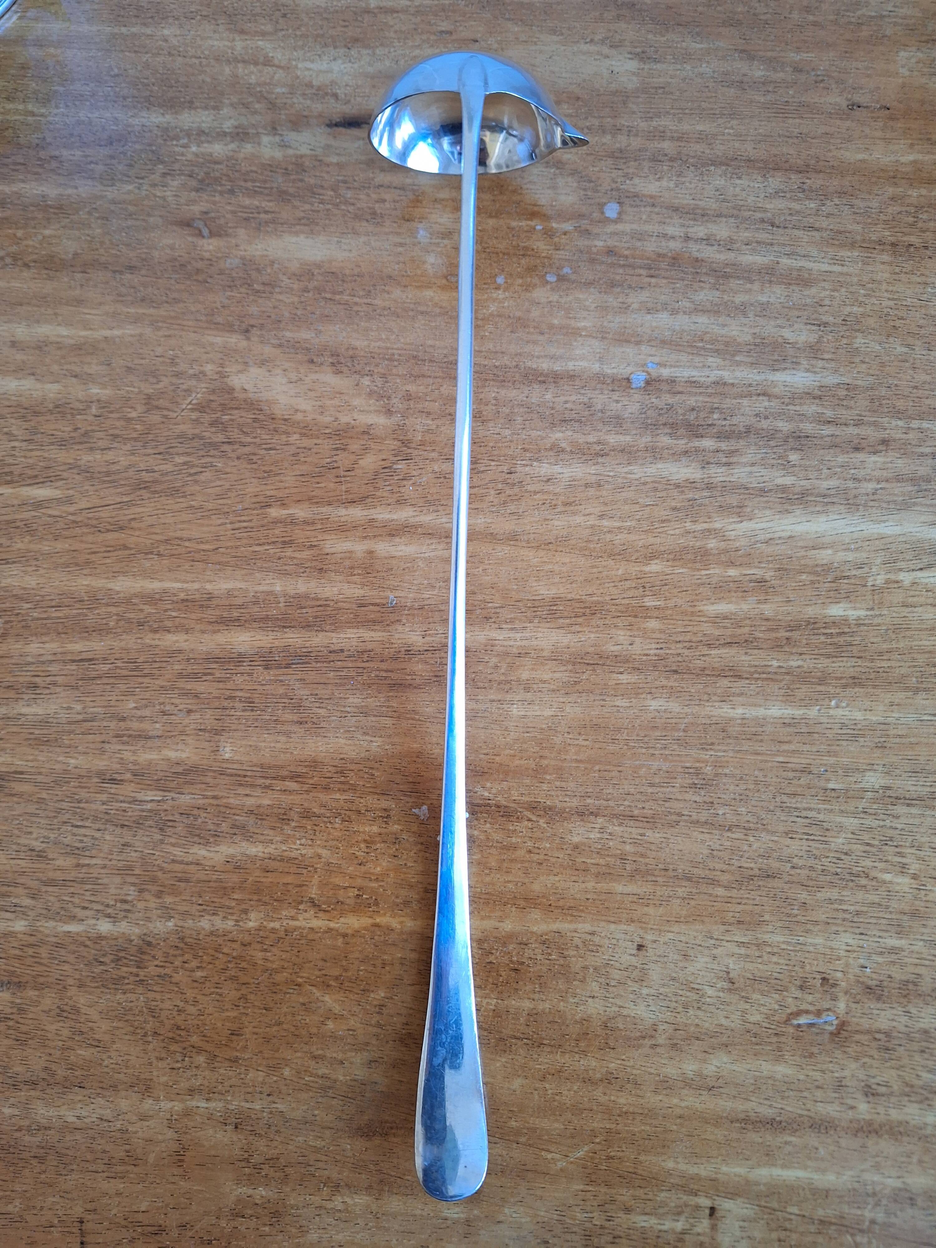 Small Ercuis ladle with silver-plated metal pouring spout