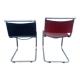 Pair of Bersanelli chairs in black and burgundy leather