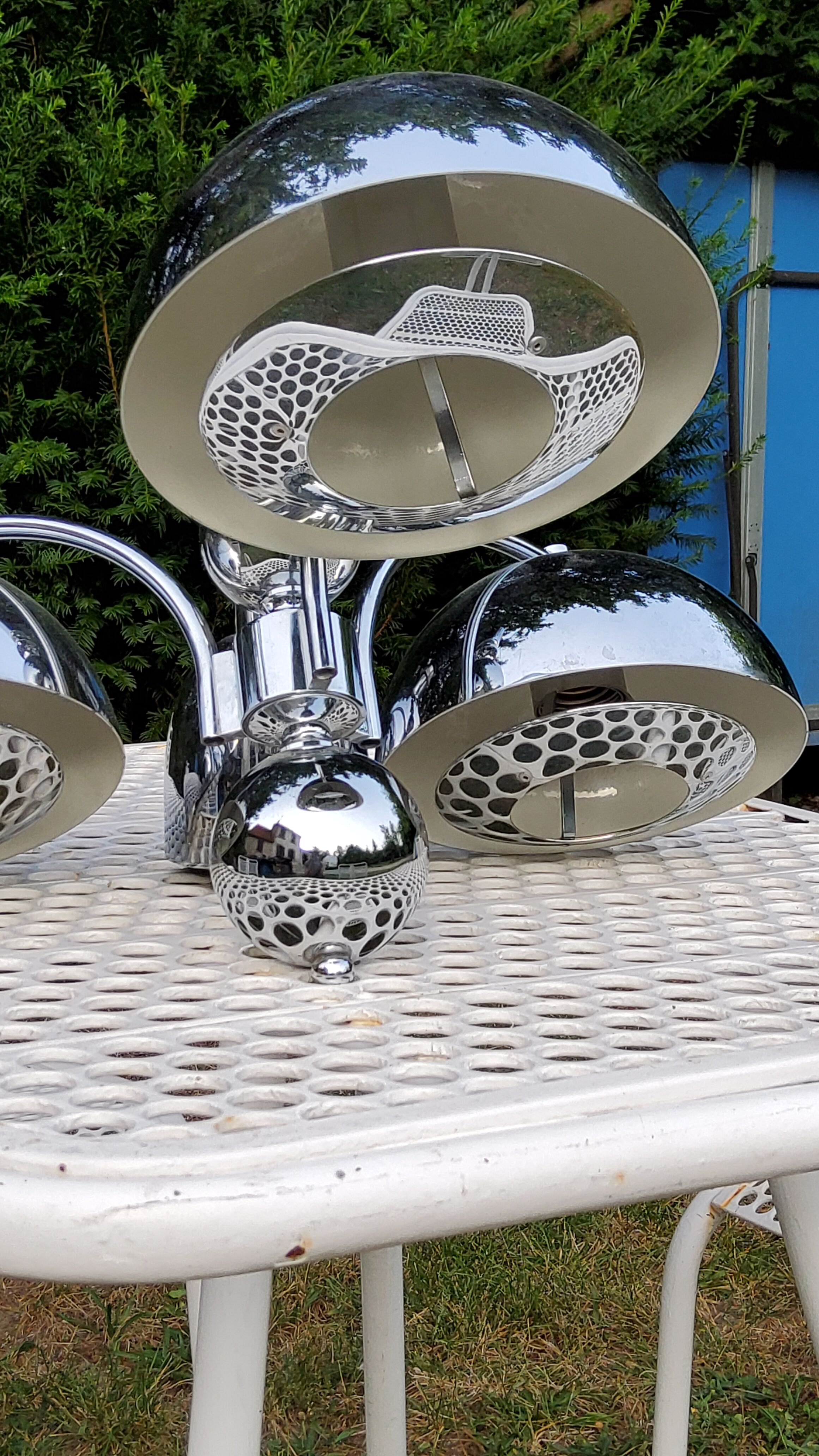 Italian design chandelier in chrome metal 3 lights Rolly 1973