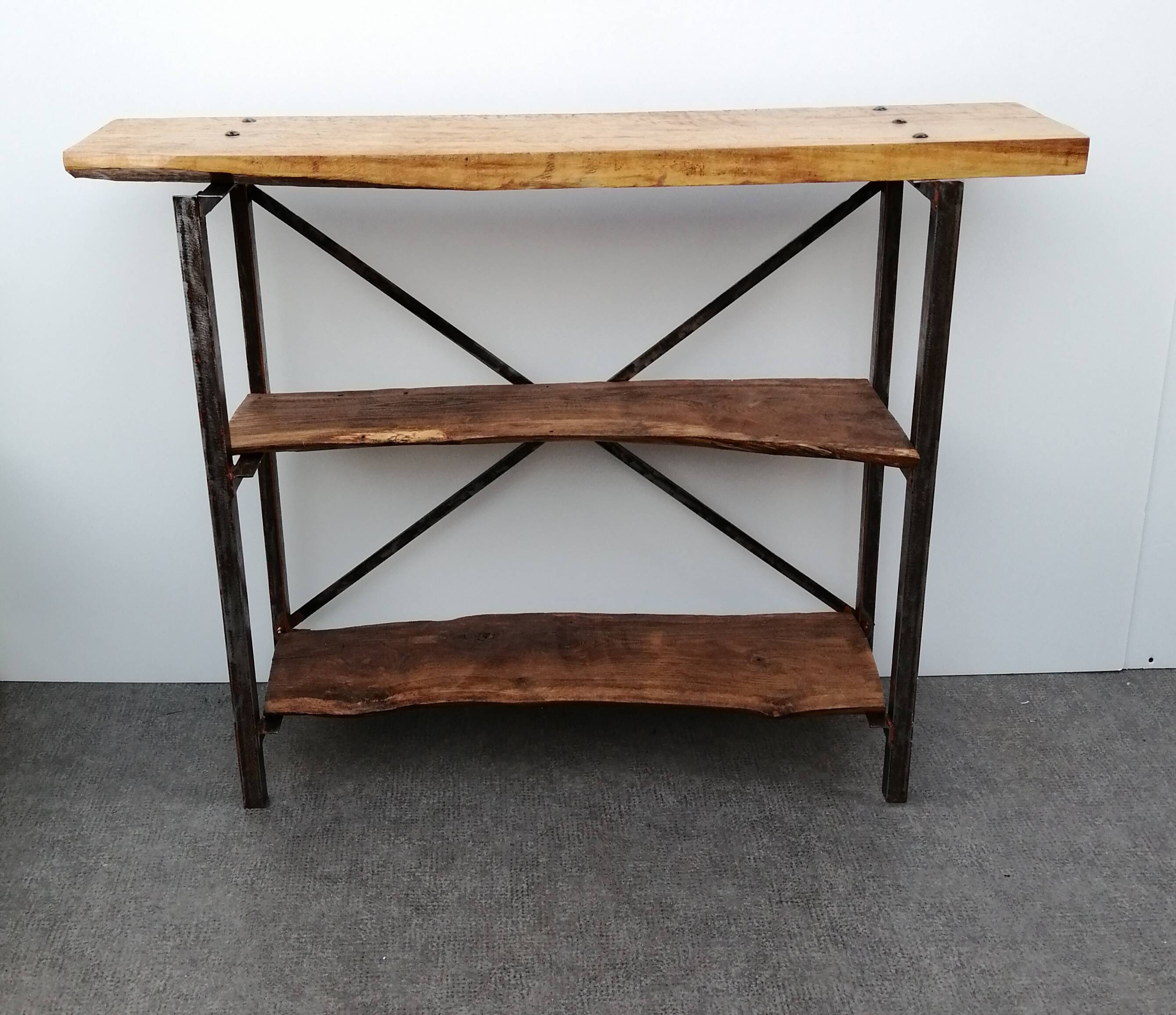 1940s workbench redone in metal and oak board