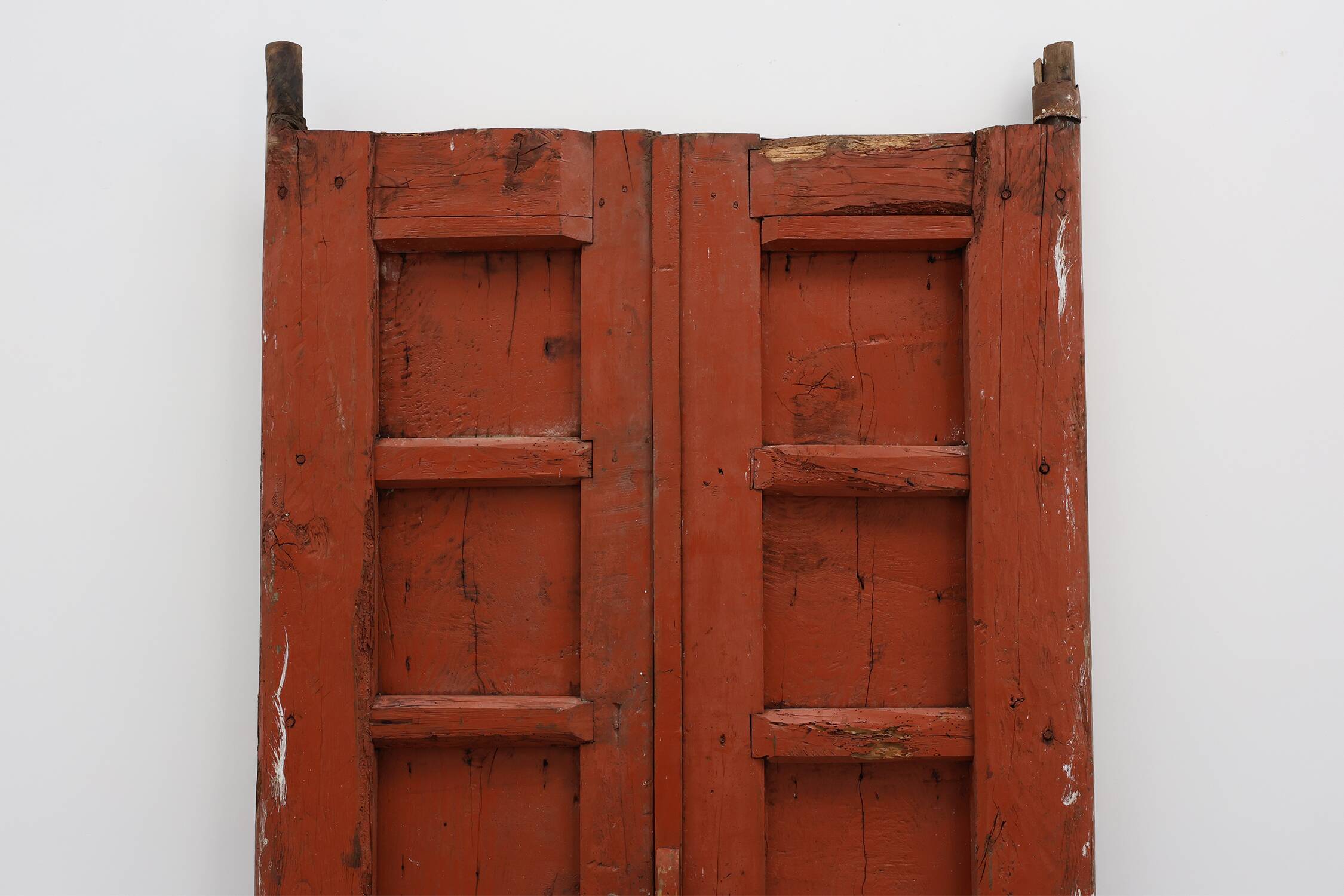 Large 17th century Monastery doors in terracotta lacquered oak, Portugal