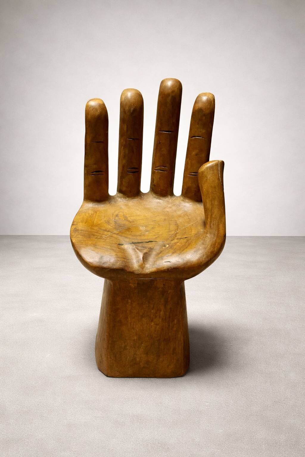 Sculptural wooden armchair – hand shape