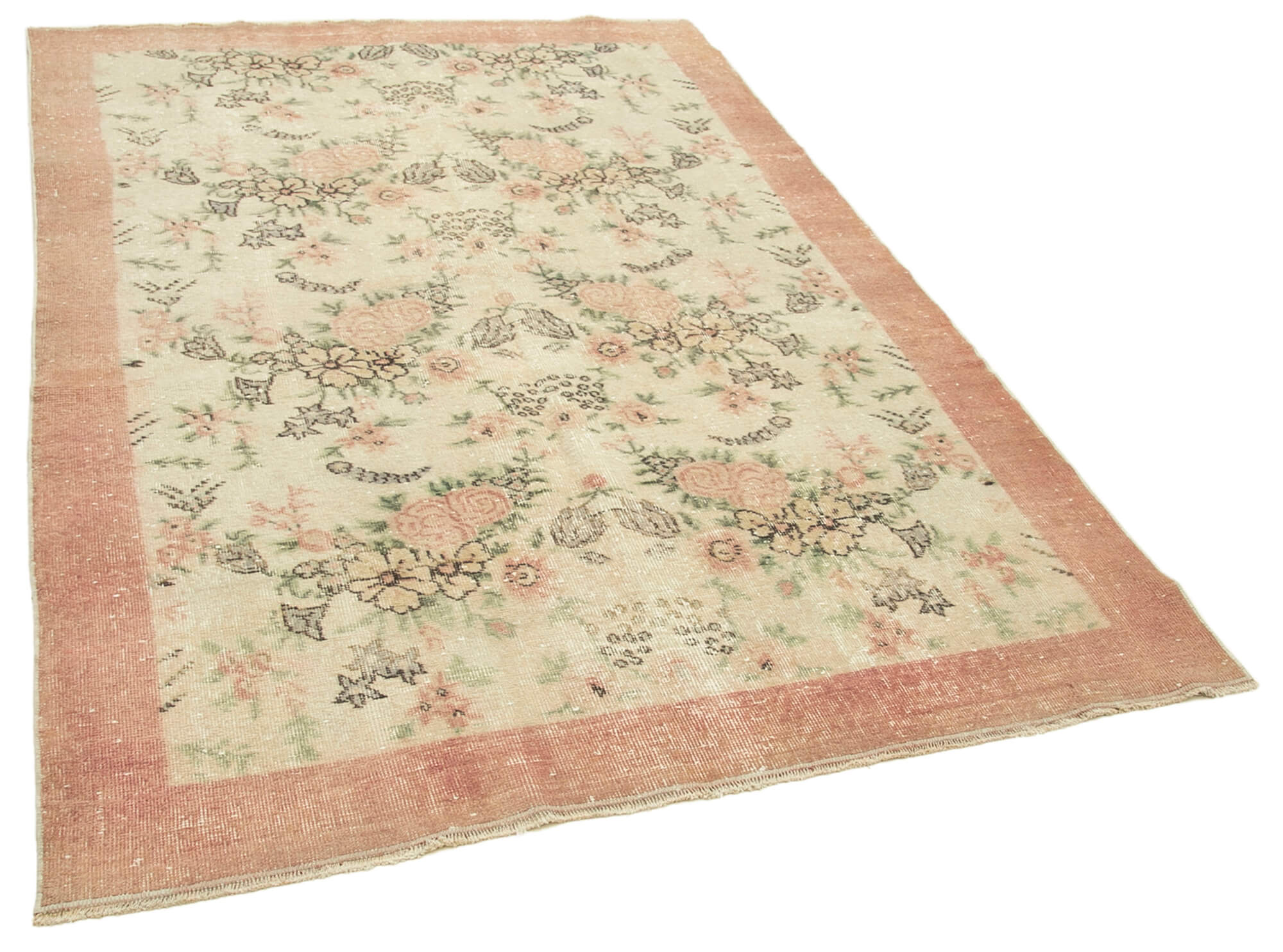 Hand-Knotted Decorative Turkish Beige Carpet 157 cm x 235 cm - 38986