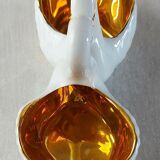 Old porcelain saleron, swan shape, gilded decoration, France porcelain