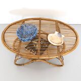 Oval Wicker Coffee Table with Lower Shelf